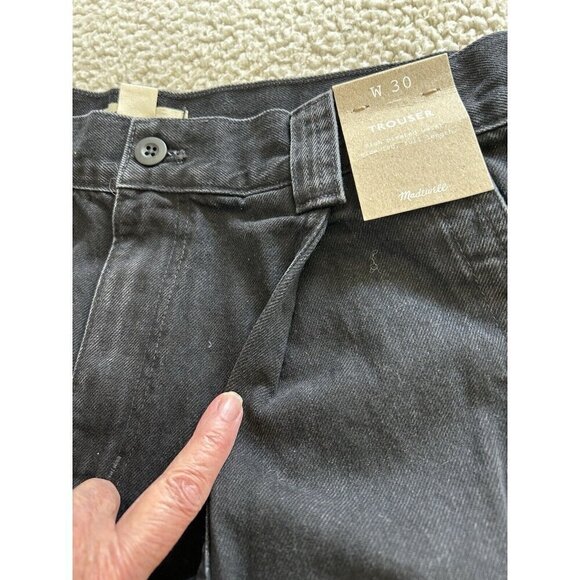 Madewell Trouser The Perfect Wide Leg Jean Seam Edition Black Naylor Wash Sz 30 - Picture 12 of 16